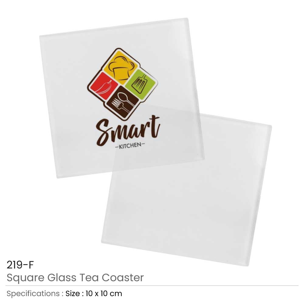 Square Glass Tea Coasters - Image 2