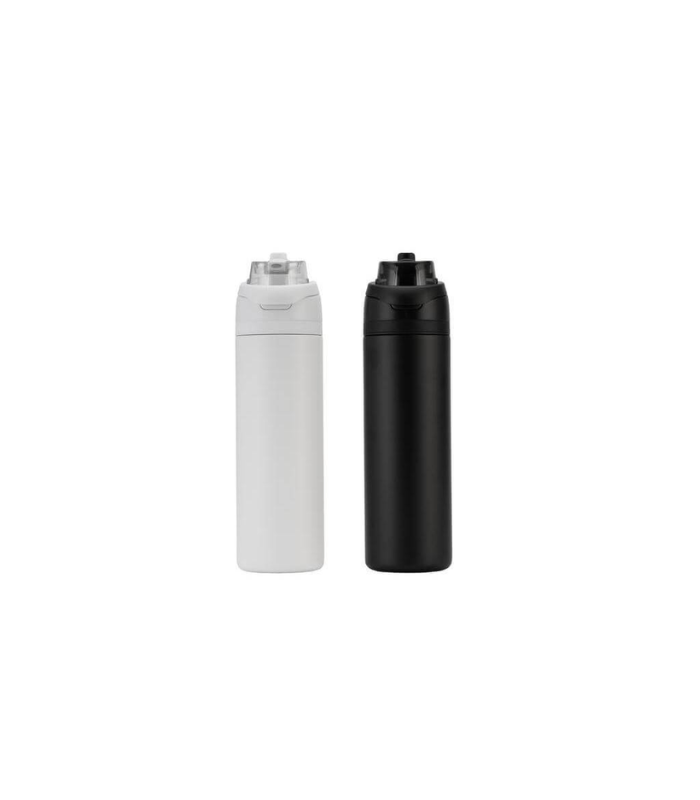 AERO SIP - Hans Larsen Recycled Stainless Steel Bottle with Dual Sip Lid - Black - Image 3