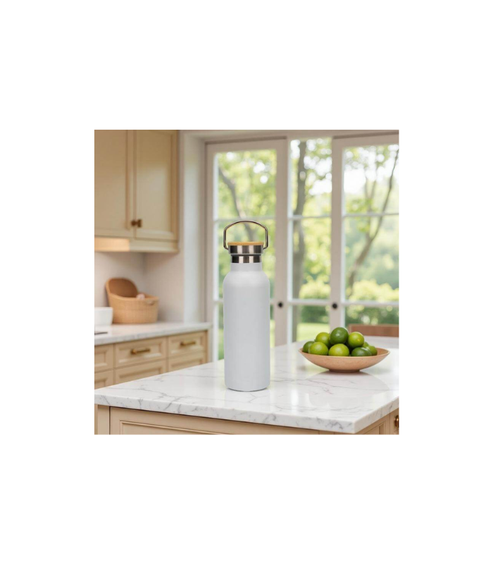 ALMERIA - Giftology Double Wall Stainless Steel Bottle 500ml - White - Image 3