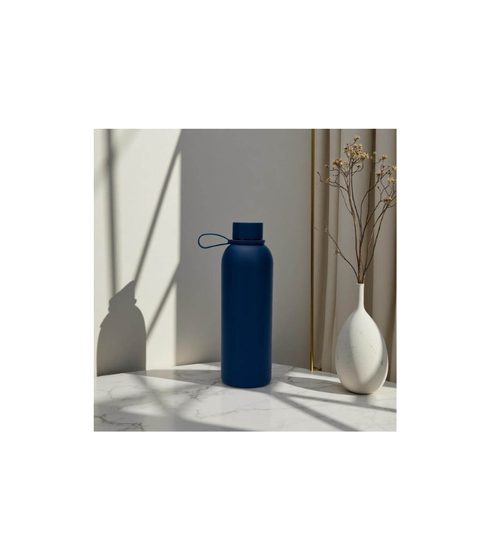 CADIZ - Giftology Double Wall Stainless Steel Bottle 500ml - Navy Blue - Image 3