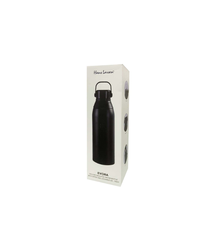 EVORA - Hans Larsen Double Wall Stainless Steel Vacuum Bottle - 750ml - Black - Image 6
