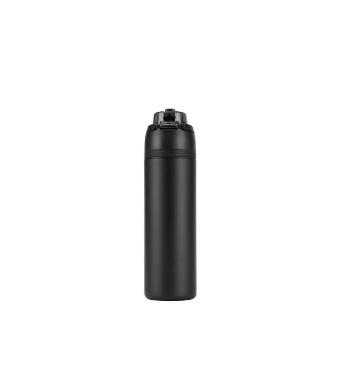 AERO SIP - Hans Larsen Recycled Stainless Steel Bottle with Dual Sip Lid - Black - Image 7