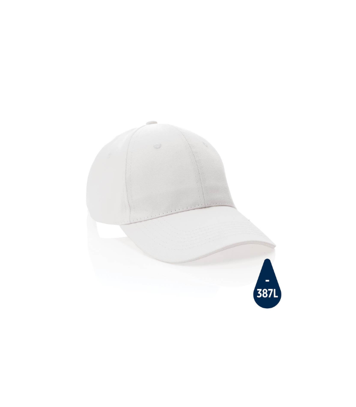 Impact AWARE™ 6 Panel 280gr Recycled Cotton Cap - White