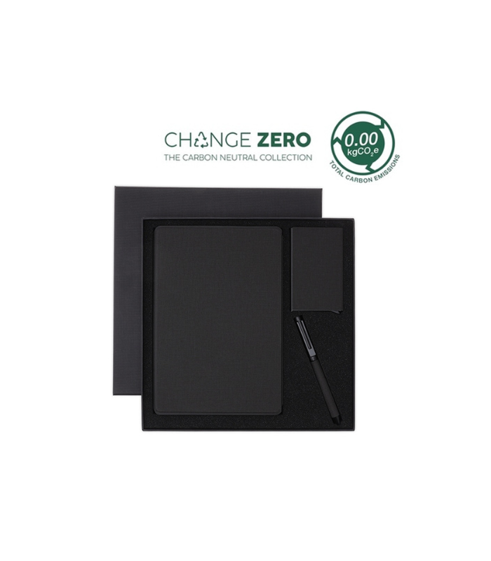 Custom Link TESSIN-CHANGE-ZERO-Sustainable-Gift-Set-with-Refillable-Notebook-Pen-Cardholder-Black