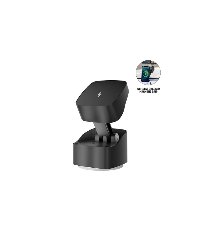 VIRTON - Giftology Magnetic Car Phone Holder and 15W Wireless Charger - Black