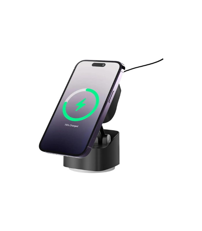 VIRTON - Giftology Magnetic Car Phone Holder and 15W Wireless Charger - Black