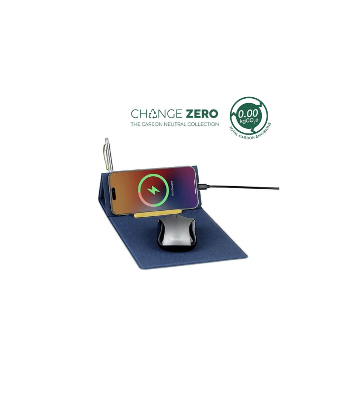 BLACE - CHANGE ZERO Recycled PU 15W Wireless Mousepad & Desk Organizer - Navy Blue