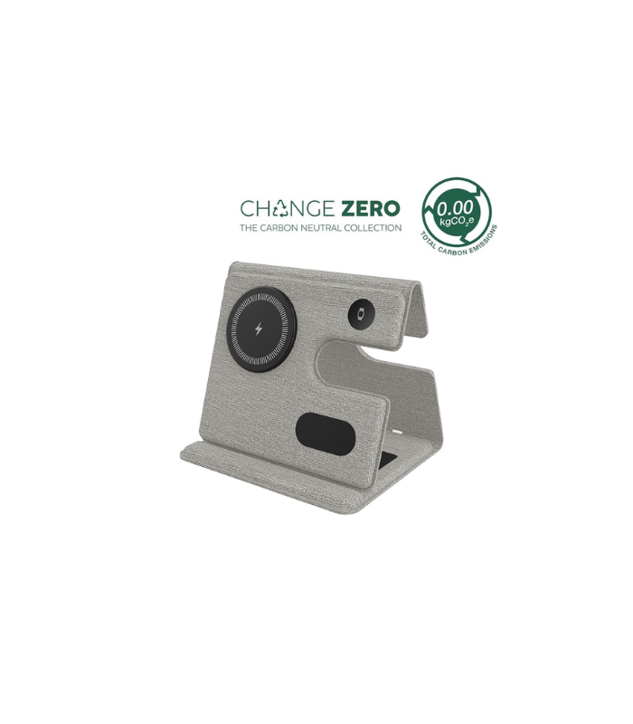 PLANA - CHANGE ZERO Recycled 3-in-1 Wireless Charger Station - Grey