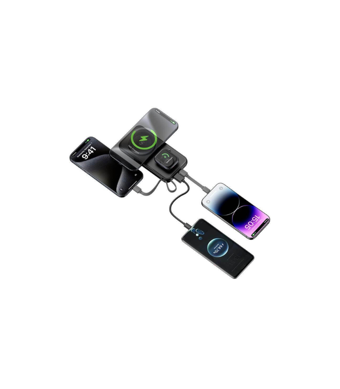 ROTTERDAM - @memorii® 10,000mAh Universal Wireless Powerbank with inbuilt cables - Black - Image 5