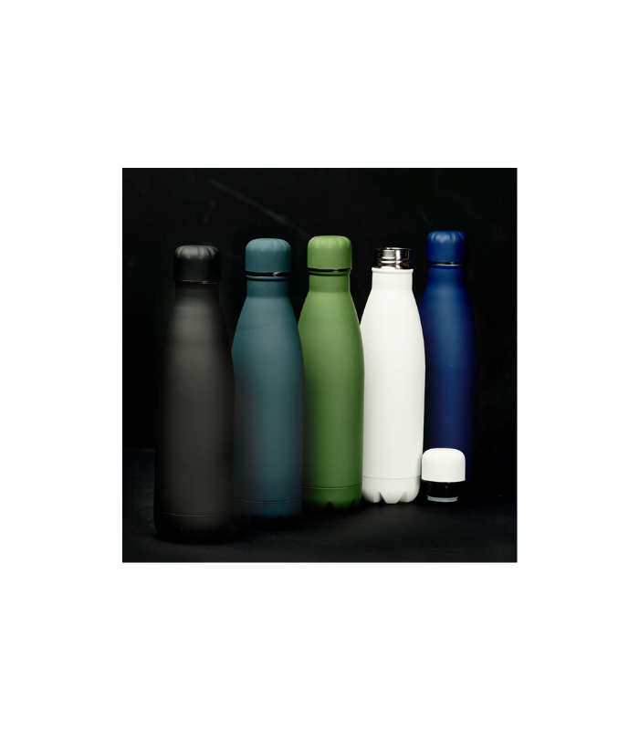 GRODNO - Soft Touch Insulated Water Bottle - Navy Blue - Image 4