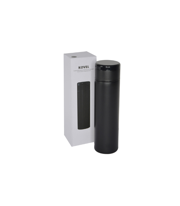 KOVEL - Giftology Double Walled Insulated Flask with Temperature Lid - Black - Image 3