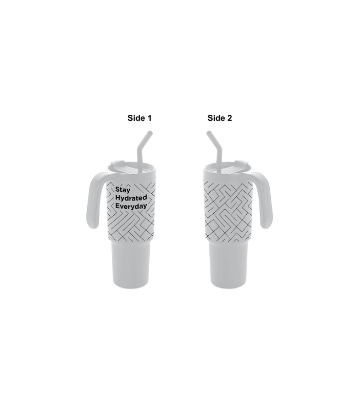 FORZA 360 - Hans Larsen Recycled Stainless Steel/PP Tumbler with 360 Branding - White - Image 3