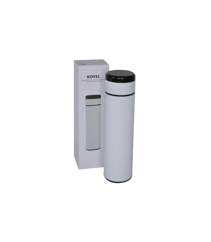 KOVEL - Giftology Double Walled Insulated Flask with Temperature Lid - White - Image 2
