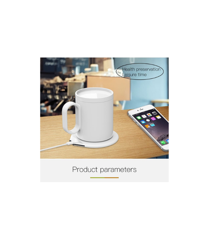 CRIVITS - Smart Mug Warmer with Wireless Charger - White - Image 4