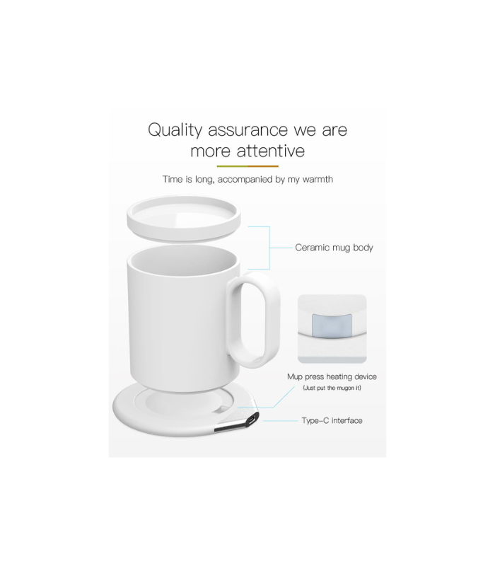 CRIVITS - Smart Mug Warmer with Wireless Charger - White - Image 2