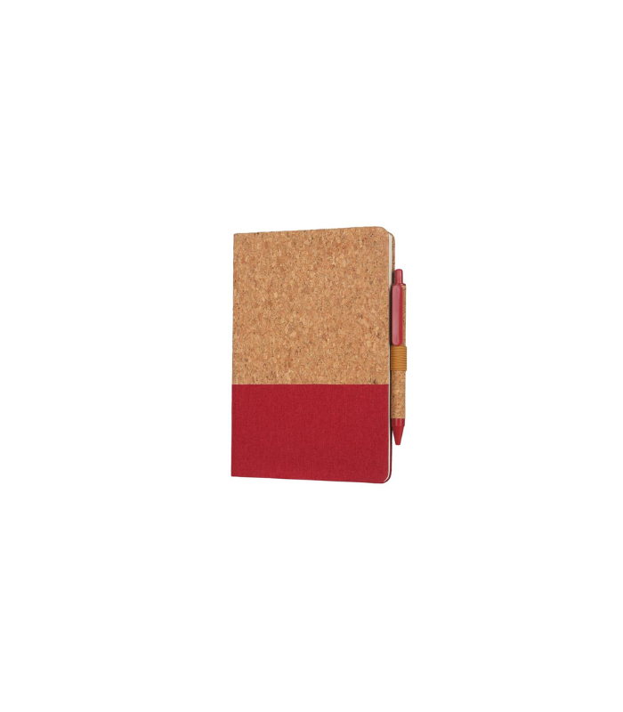 BORSA - eco-neutral A5 Cork Fabric Hard Cover Notebook and Pen Set - Red