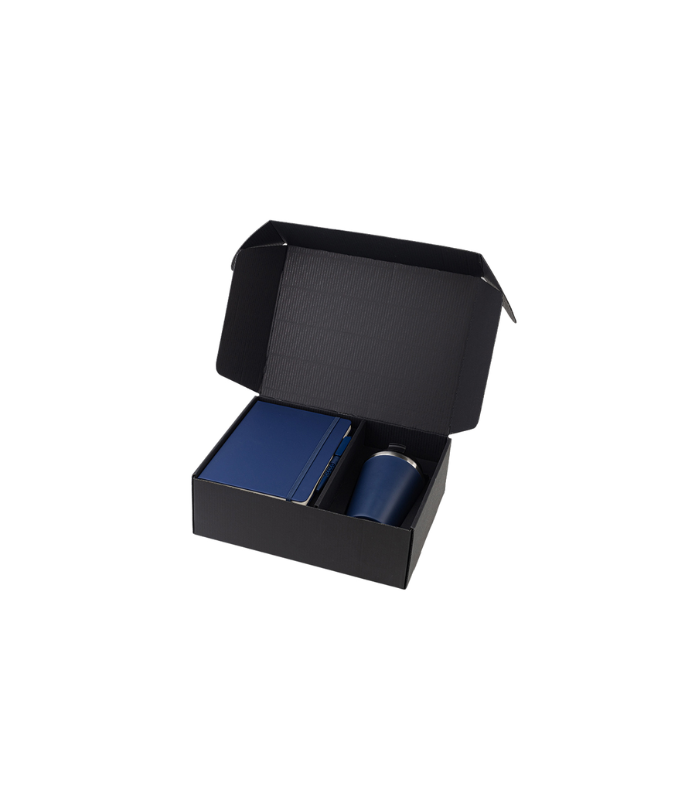 KOKSI - Giftology Set of Double Walled Tumbler, A5 Notebook and Pen - Navy Blue