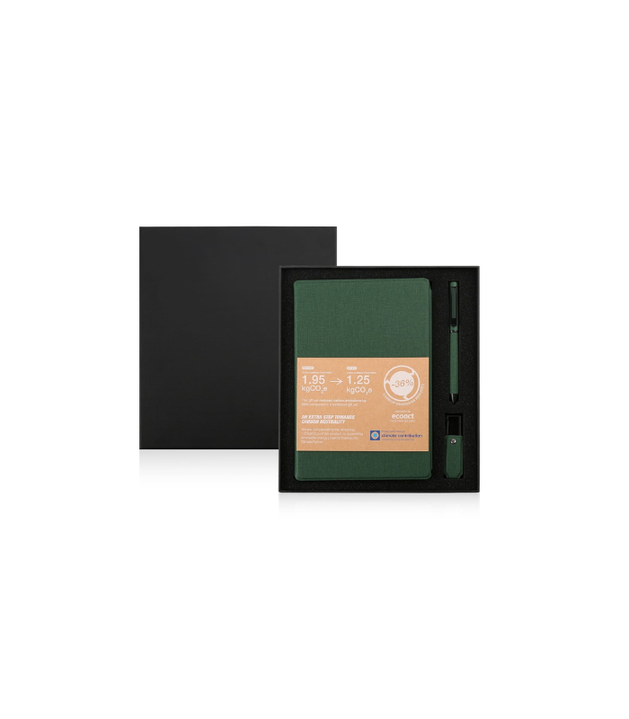 LENZEN - CHANGE ZERO Sustainable Gift Set with Refillable Notebook, Pen & USB Keychain - Green - Image 6