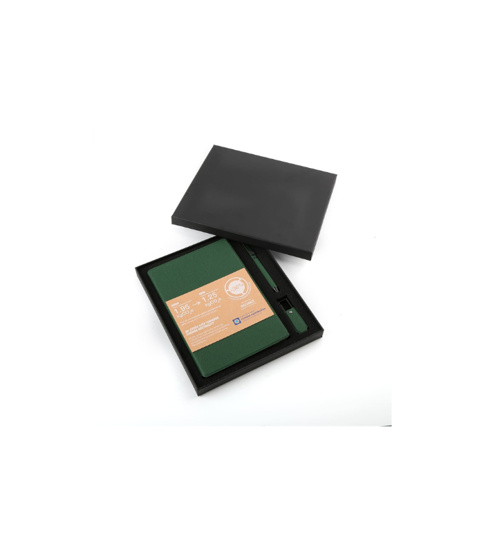 LENZEN - CHANGE ZERO Sustainable Gift Set with Refillable Notebook, Pen & USB Keychain - Green - Image 4