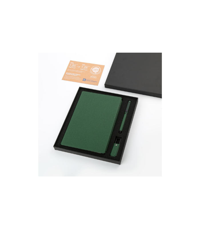 LENZEN - CHANGE ZERO Sustainable Gift Set with Refillable Notebook, Pen & USB Keychain - Green - Image 2