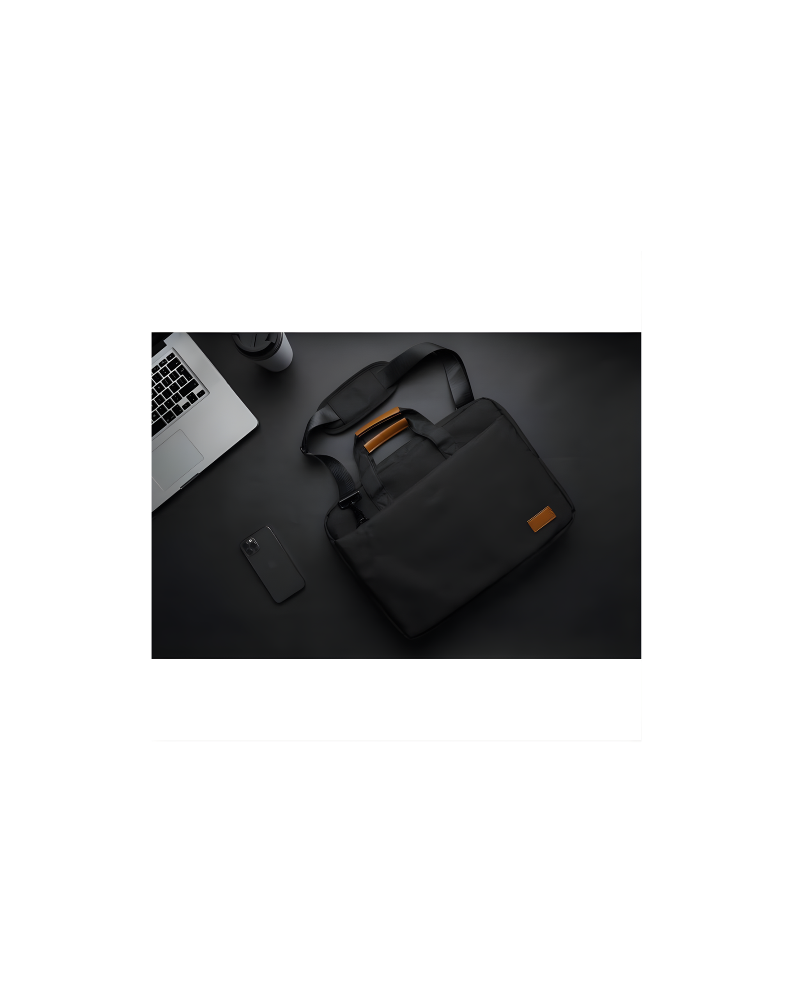 SLOTEN - Santhome® 15" Laptop Bag - Black/Tan - Image 2