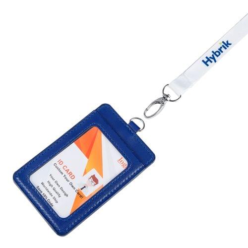 Full Color Lanyards with Oval Hook and Leather Badge Holder